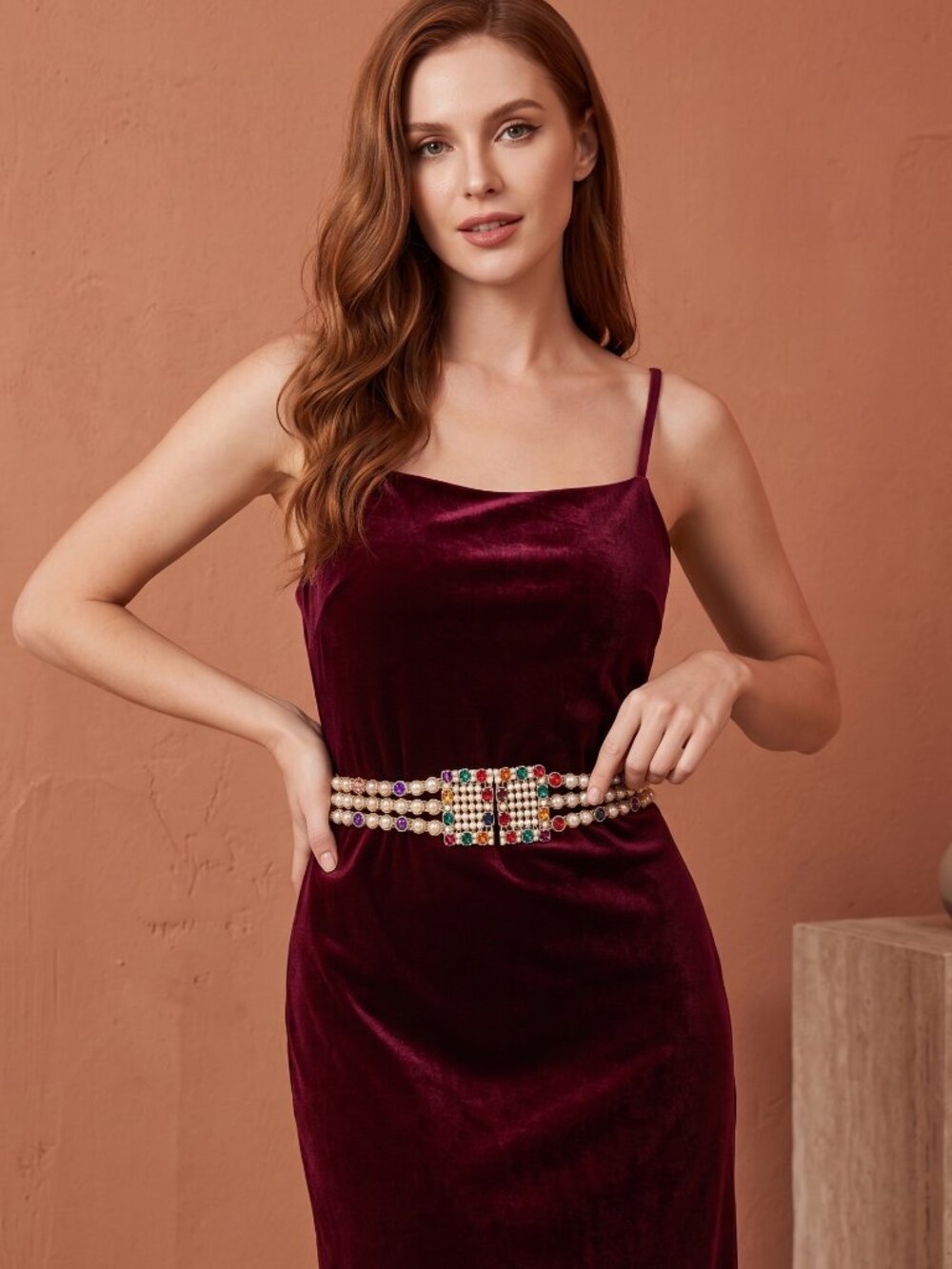Luxury Pearl & Rhinestone High-Waist Belt – XS – Colorful Jeweled Couture Style